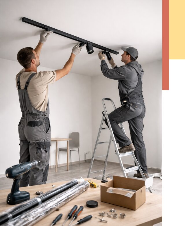 Установка трековых светильников в натяжной потолок в Вольске от 4253 руб. | ОТДЕЛОЧНИК-Вль