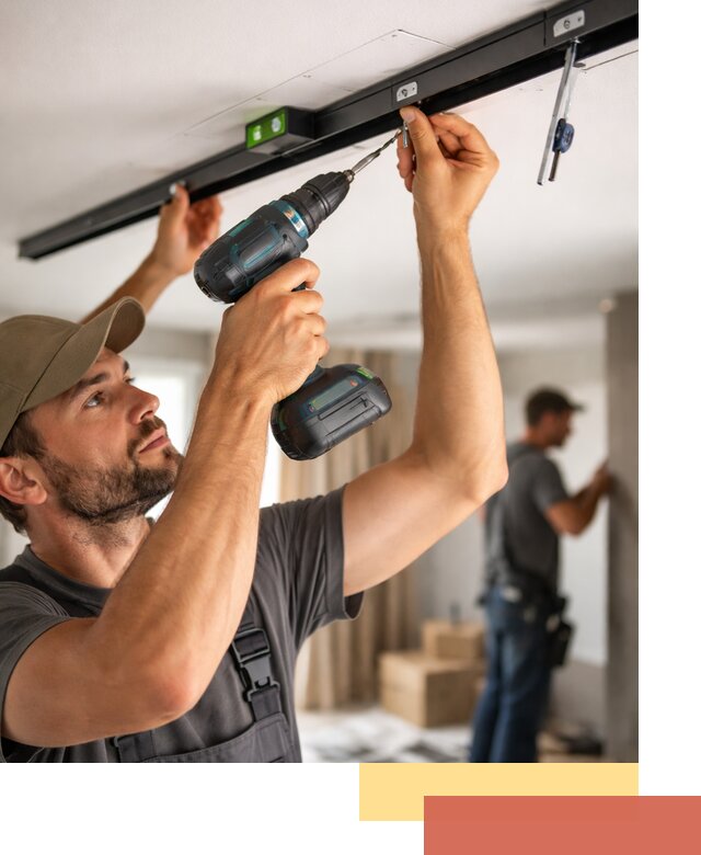 Установка трековых светильников в натяжной потолок в Вольске