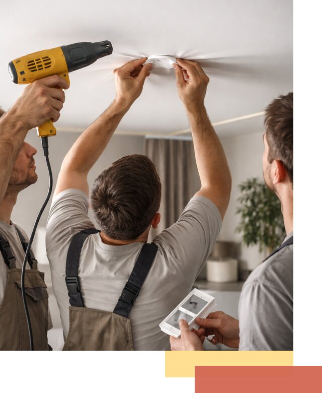 Ремонт прокола полотна натяжного потолка в Вольске