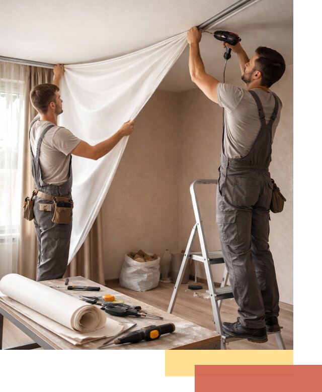 Замена полотна натяжного потолка в Вольске быстро и качественно