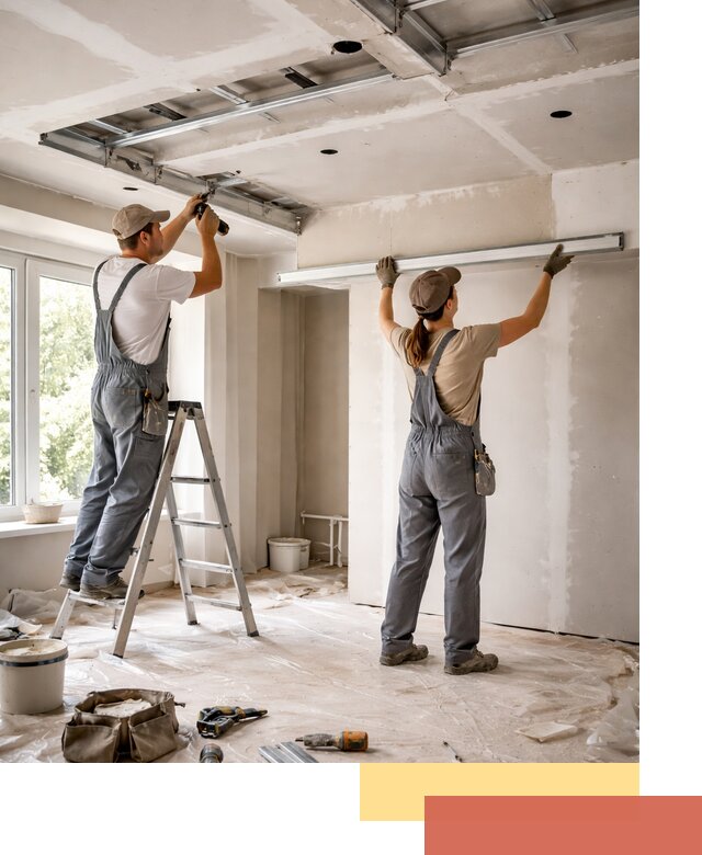 Монтаж многоуровневого потолка из гипсокартона в Вольске