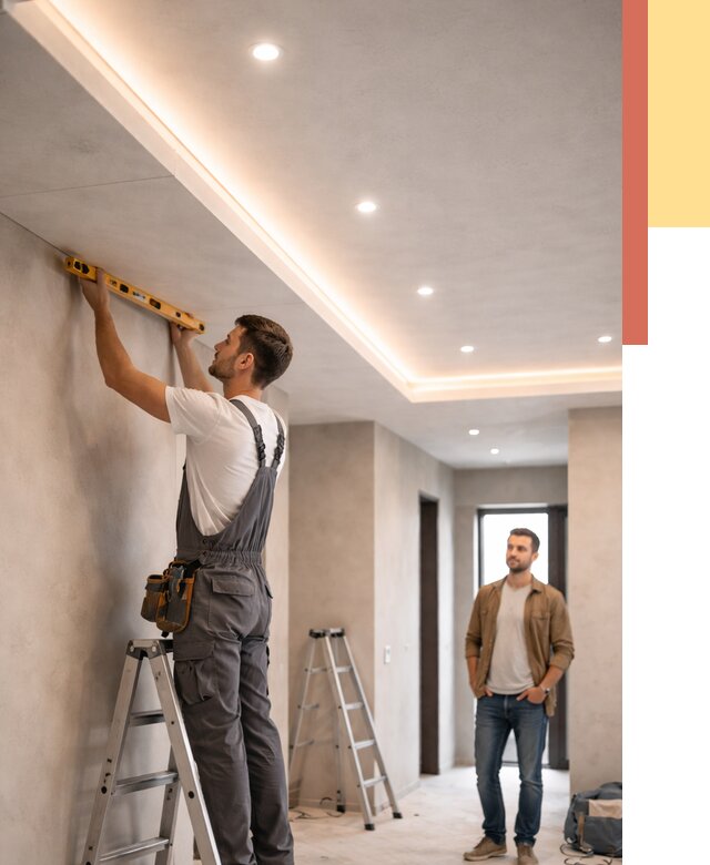 Потолок из гипсокартона с подсветкой в Вольске от 760 руб./м2 под ключ | ОТДЕЛОЧНИК-Вль