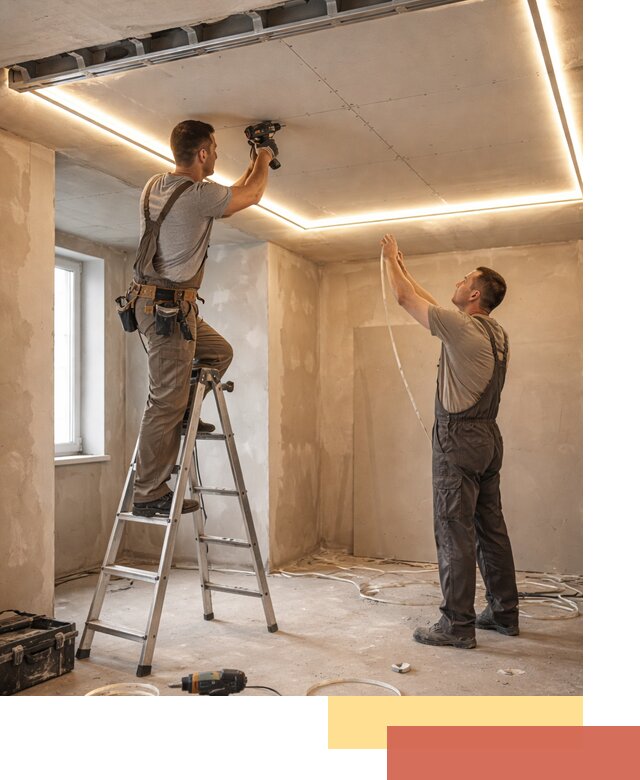 Потолок из гипсокартона с подсветкой в Вольске