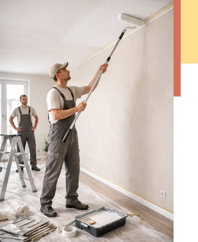 Покраска потолка из гипсокартона в Вольске от 4557 руб./м2 — услуги под ключ | ОТДЕЛОЧНИК-Вль