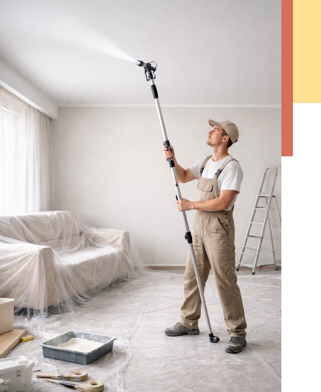 Покраска потолка краскопультом в Вольске от 4557 руб. быстро и недорого | ОТДЕЛОЧНИК-Вль